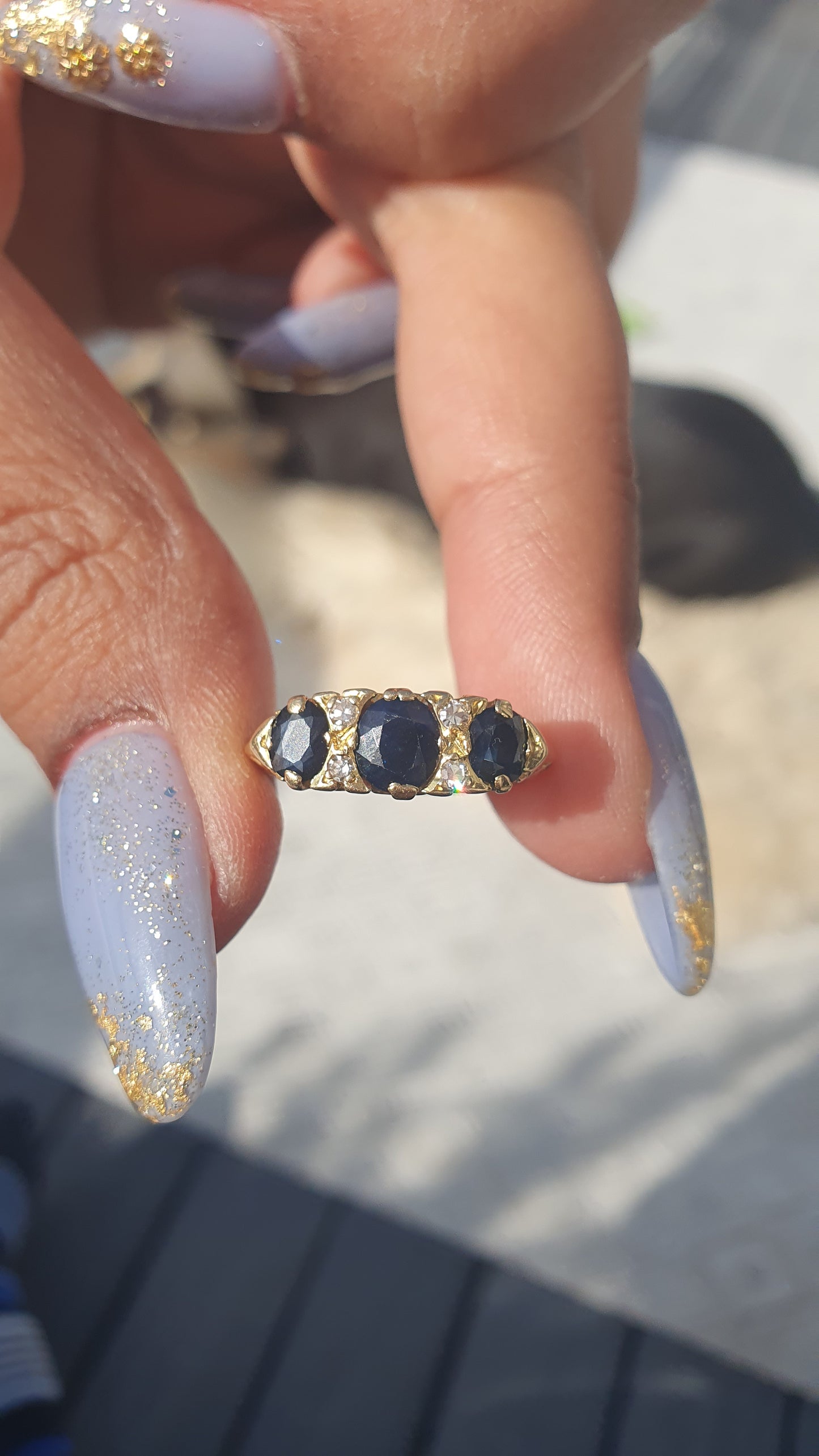 Vintage 18k Sapphire and Diamond Ring